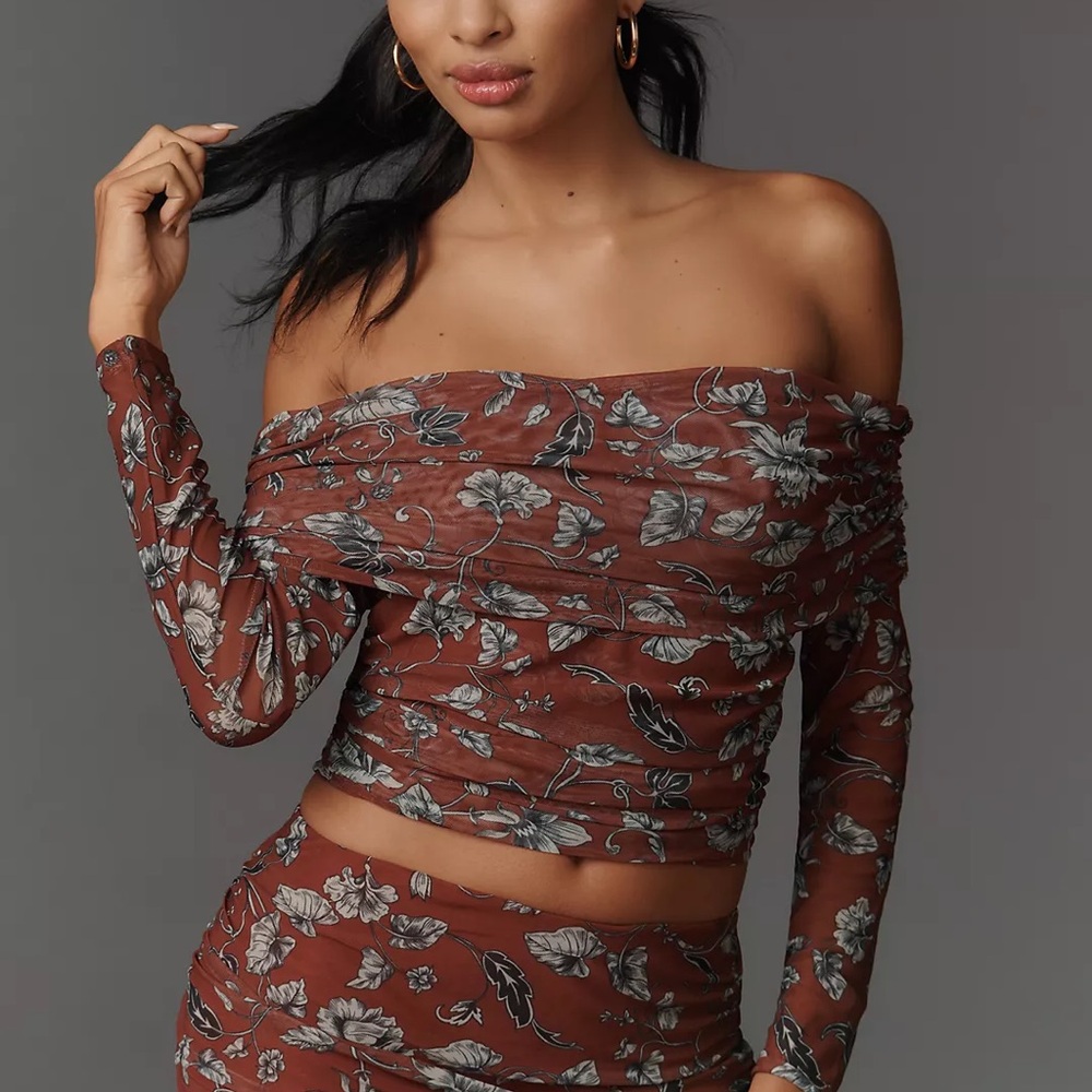 NWOT Maeve The Alexa Mesh off shoulders top